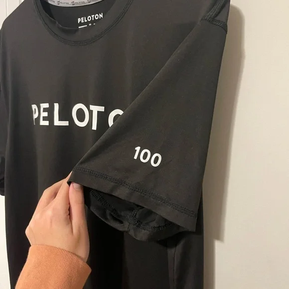 Peloton Black Short Sleeve Tee 100 Century Rides - Picture 2 of 7